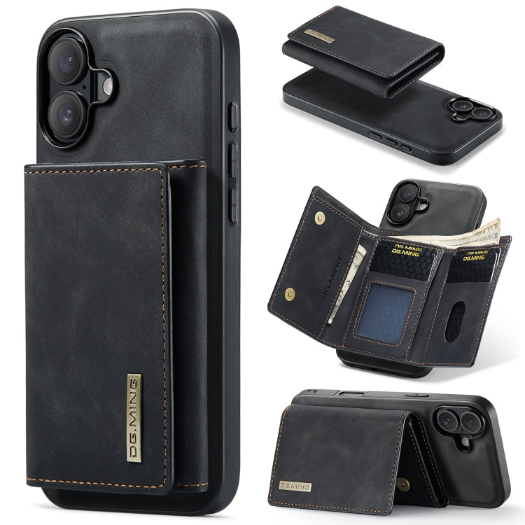 For iPhone 16 Plus DG.MING M1 Series 3-Fold Multi Card Wallet Leather Phone Case(Black) - free shipping - PMC Jewellery - Order now!