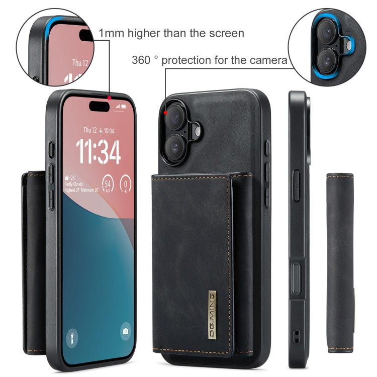 For iPhone 16 Plus DG.MING M1 Series 3-Fold Multi Card Wallet Leather Phone Case(Black) - free shipping - PMC Jewellery - Order now!