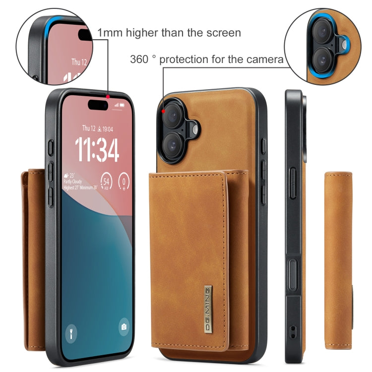 For iPhone 16 Plus DG.MING M1 Series 3-Fold Multi Card Wallet Leather Phone Case(Brown) - free shipping - PMC Jewellery - Order now!
