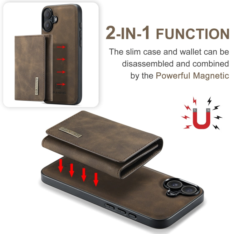 For iPhone 16 Plus DG.MING M1 Series 3-Fold Multi Card Wallet Leather Phone Case(Coffee) - free shipping - PMC Jewellery - Order now!