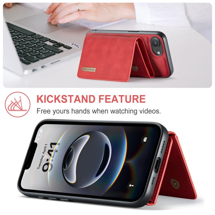 For iPhone 16e DG.MING M1 Series 3-Fold Multi Card Wallet Leather Phone Case(Red) - free shipping - PMc TechLife - Order now!