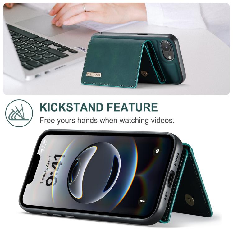 For iPhone 16e DG.MING M1 Series 3-Fold Multi Card Wallet Leather Phone Case(Green) - free shipping - PMc TechLife - Order now!