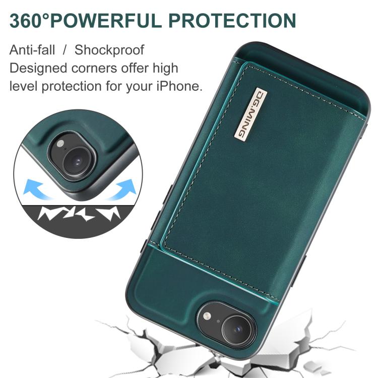 For iPhone 16e DG.MING M1 Series 3-Fold Multi Card Wallet Leather Phone Case(Green) - free shipping - PMc TechLife - Order now!