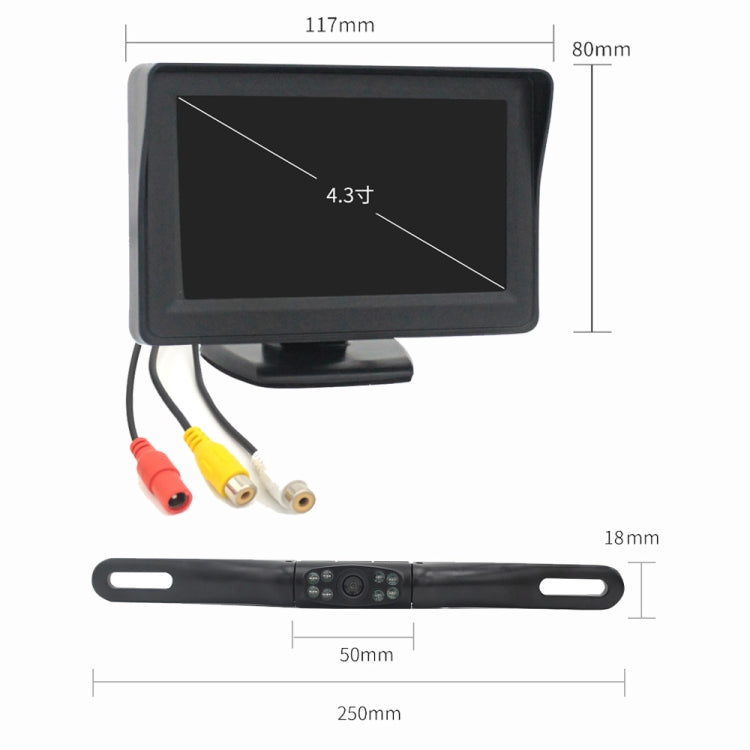 PZ703 413C-W Car Waterproof External Wireless Reversing Image Night Vision Camera + 4.3 inch Rearview Monitor - Rear View Cameras by PMC TechLife | Online Shopping South Africa | PMC TechLife | Buy Now Pay Later Mobicred
