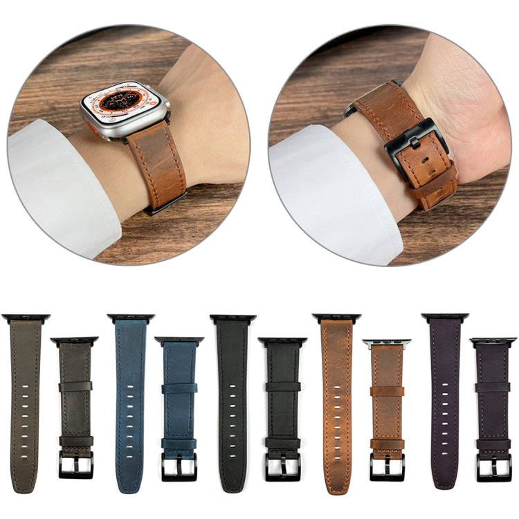 For Apple Watch Ultra 2 49mm Retro Texture Leather Watch Band(Purple) - Watch Bands by PMC TechLife | Online Shopping South Africa | PMC TechLife | Buy Now Pay Later Mobicred