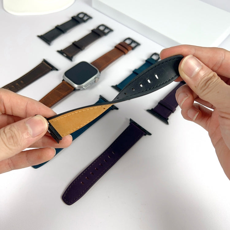 For Apple Watch Ultra 49mm Retro Texture Leather Watch Band(Purple) - Watch Bands by PMC TechLife | Online Shopping South Africa | PMC TechLife | Buy Now Pay Later Mobicred