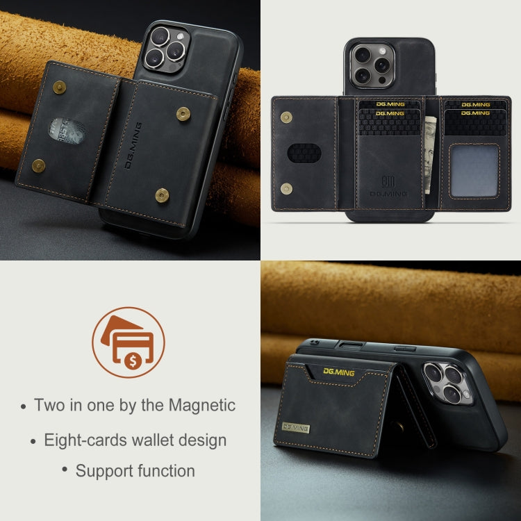 For iPhone 16 Pro Max DG.MING M2 Series 3-Fold Card Bag Wallet Leather Phone Case(Black) - free shipping - PMC Jewellery - Order now!