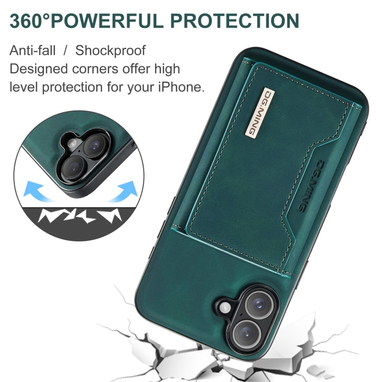 For iPhone 16 Plus DG.MING M2 Series 3-Fold Card Bag Wallet Leather Phone Case(Green) - free shipping - PMC Jewellery - Order now!