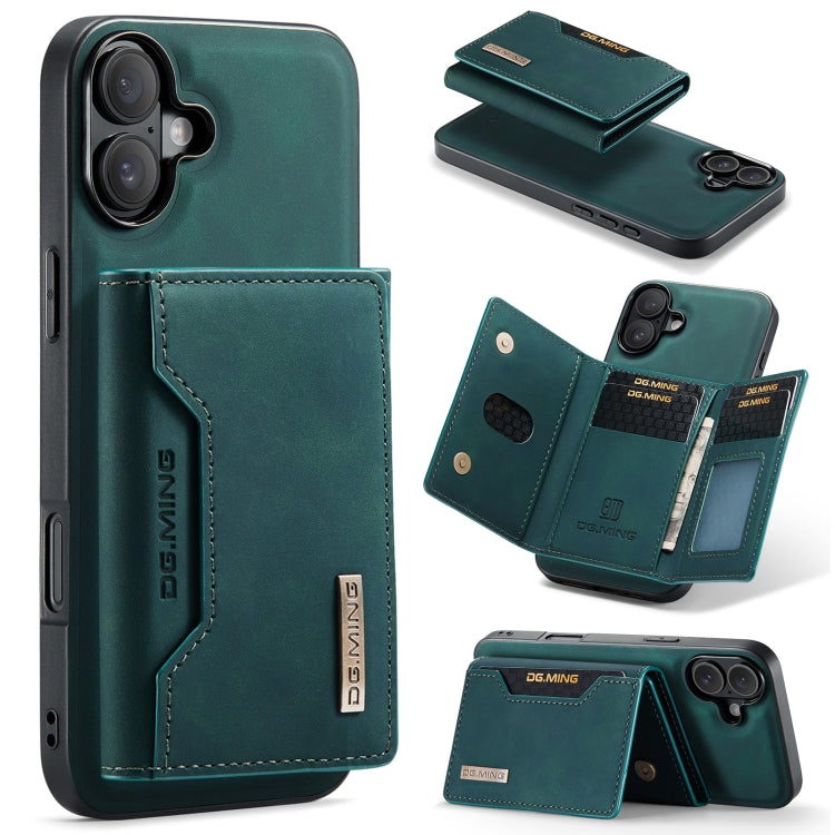 For iPhone 16 DG.MING M2 Series 3-Fold Card Bag Wallet Leather Phone Case(Green) - free shipping - PMC Jewellery - Order now!