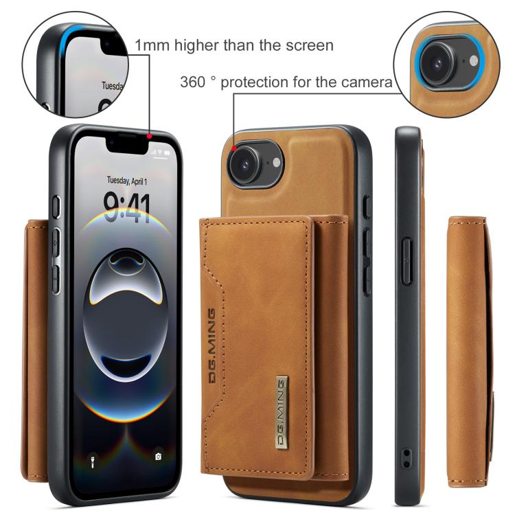 For iPhone 16e DG.MING M2 Series 3-Fold Card Bag Wallet Leather Phone Case(Brown) - free shipping - PMc TechLife - Order now!