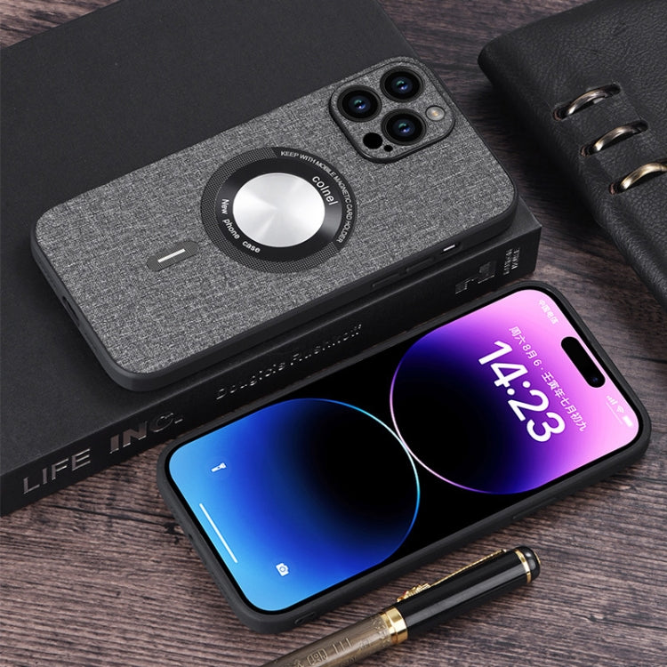 For iPhone 15 Cloth Texture MagSafe Magnetic PU Phone Case(Dark Blue) - iPhone 15 Cases by PMC TechLife | Online Shopping South Africa | PMC TechLife
