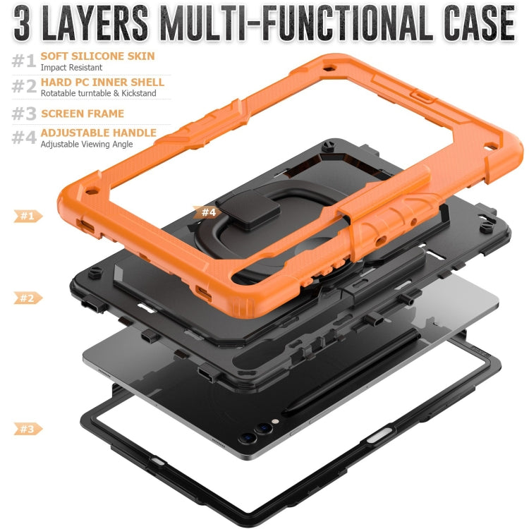 For Samsung Galaxy Tab S9+ / S10+ D Type Silicone Hybrid PC Tablet Case with Handle Holder(Orange) - free shipping - PMC Jewellery - Order now!