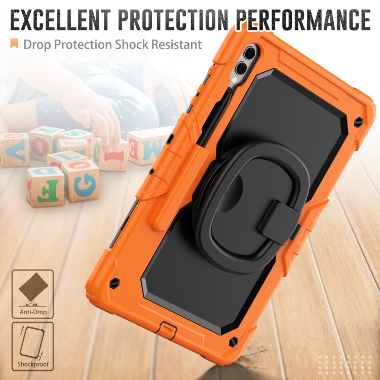 For Samsung Galaxy Tab S9+ / S10+ D Type Silicone Hybrid PC Tablet Case with Handle Holder(Orange) - free shipping - PMC Jewellery - Order now!