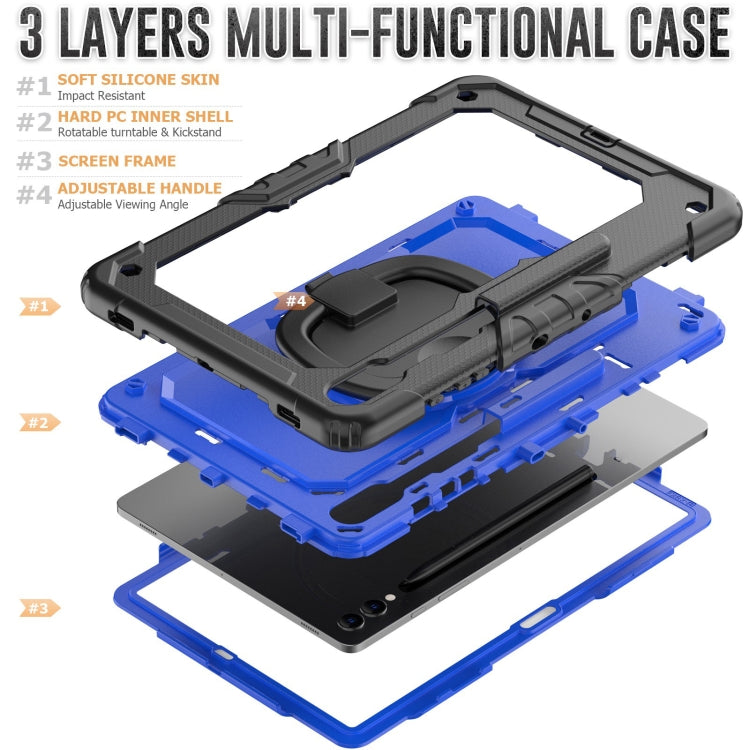For Samsung Galaxy Tab S9+ / S10+ D Type Silicone Hybrid PC Tablet Case with Handle Holder(Blue PC) - free shipping - PMC Jewellery - Order now!
