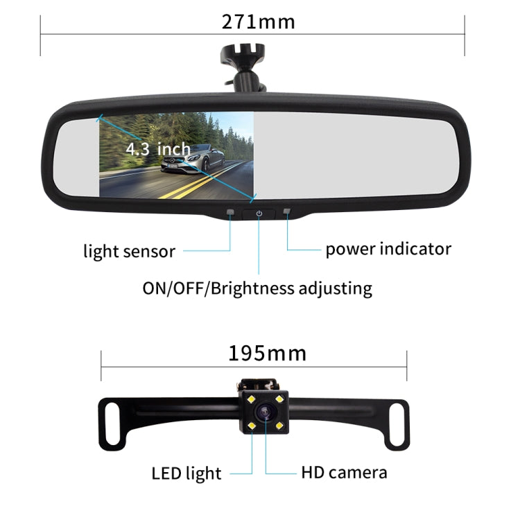 PZ705 422-A 4.3 inch TFT LCD Car Rear View Monitor for Car Rearview Parking Video Systems - Rear View Cameras by PMC TechLife | Online Shopping South Africa | PMC TechLife | Buy Now Pay Later Mobicred
