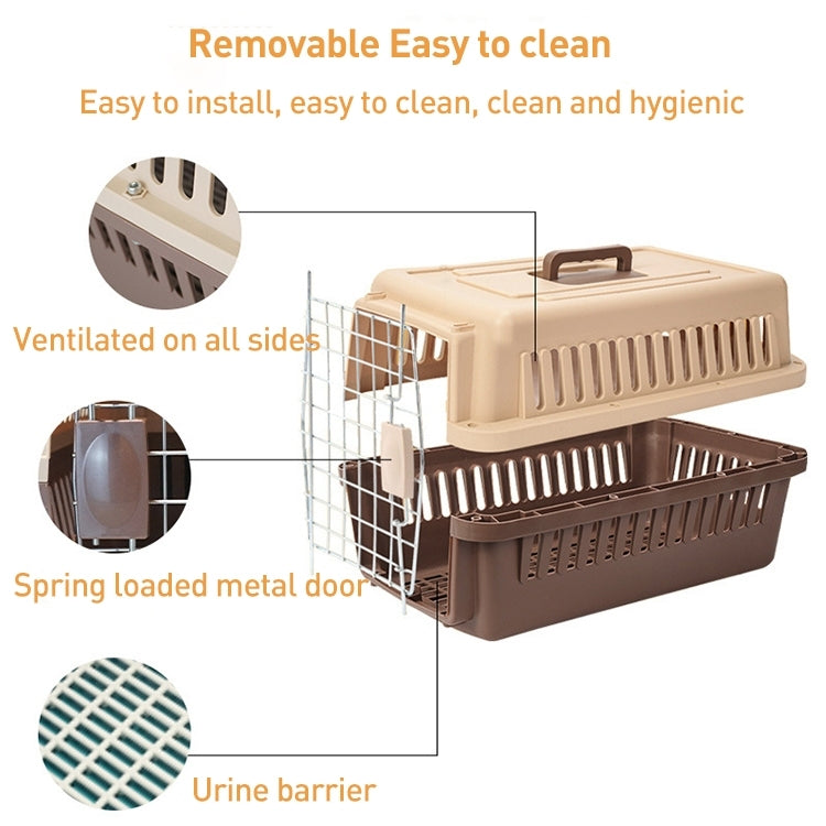 Pet Aviation Box Portable Travel Cat Cage Small Dog Air Transport Box 48x32x30cm(Coffee) - Pet Bags by PMC TechLife | Online Shopping South Africa | PMC TechLife | Buy Now Pay Later Mobicred