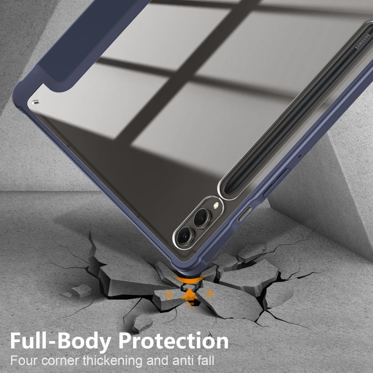For Samsung Galaxy Tab S9+ Acrylic 3-folding Smart Leather Tablet Case(Dark Blue) - free shipping - PMC Jewellery - Order now!