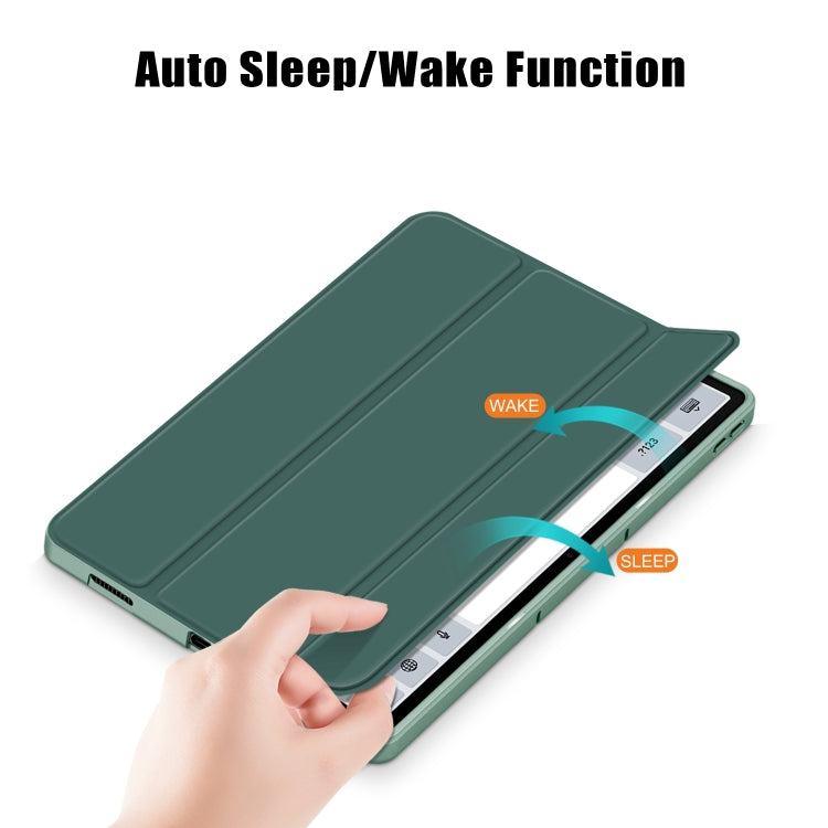 For Lenovo Tab P12 12.7 /P12 Pro 2nd Gen 3-folding TPU Smart Leather Tablet Case(Deep Green) - free shipping - PMC TechLife - Order now!