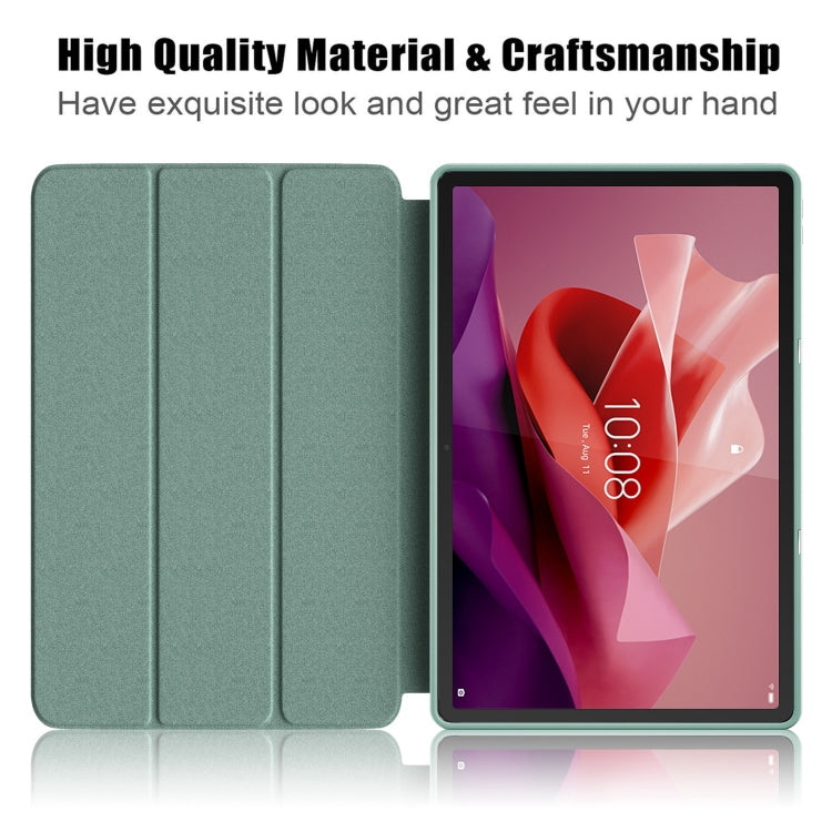 For Lenovo Tab P12 12.7 /P12 Pro 2nd Gen 3-folding TPU Smart Leather Tablet Case(Deep Green) - free shipping - PMC TechLife - Order now!