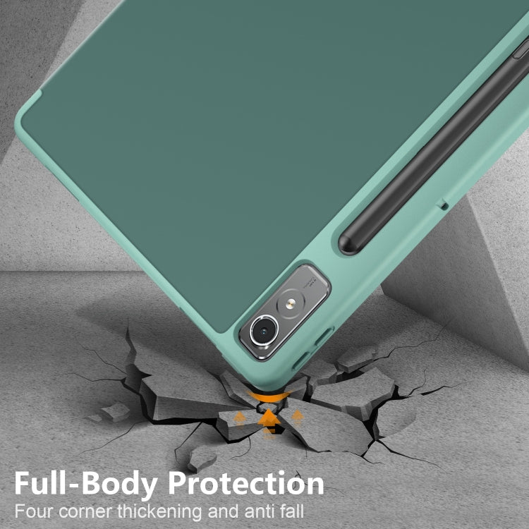 For Lenovo Tab P12 12.7 /P12 Pro 2nd Gen 3-folding TPU Smart Leather Tablet Case(Deep Green) - free shipping - PMC TechLife - Order now!