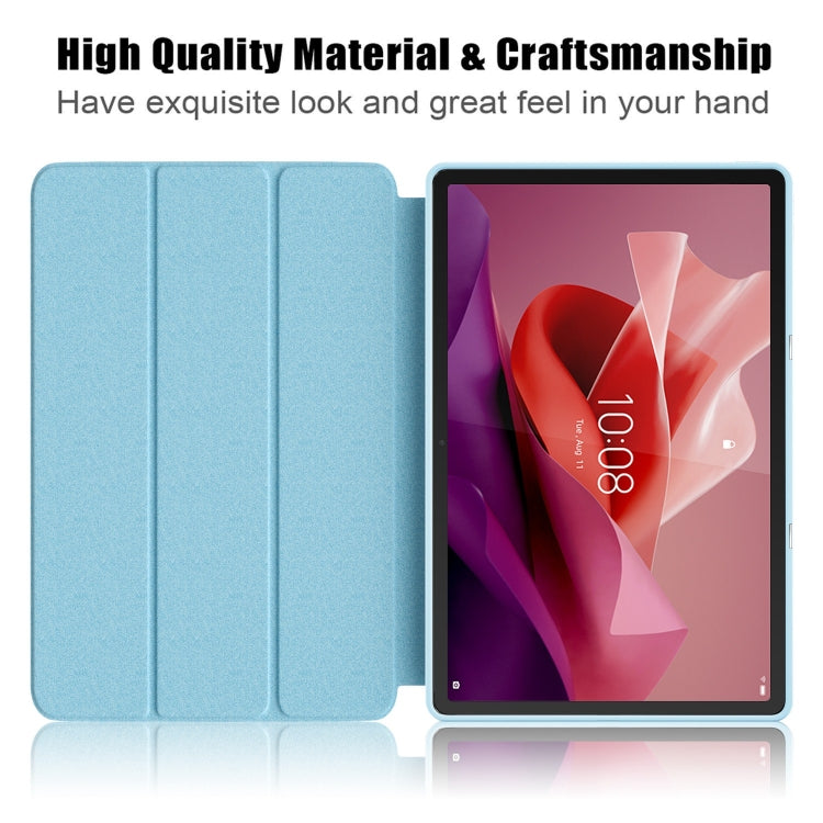 For Lenovo Tab P12 12.7 /P12 Pro 2nd Gen 3-folding TPU Smart Leather Tablet Case(Sky Blue) - Lenovo by PMC TechLife | Online Shopping South Africa | PMC TechLife | Buy Now Pay Later Mobicred