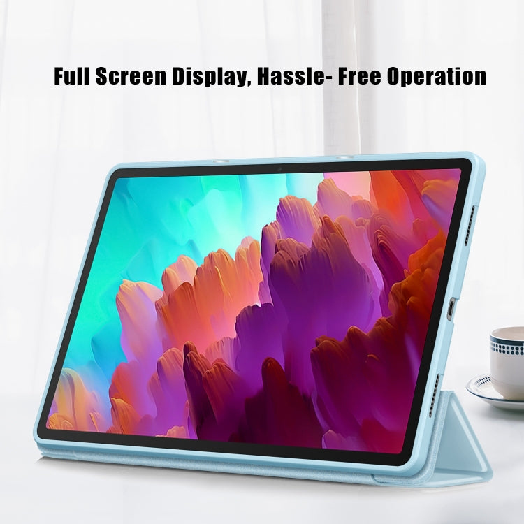 For Lenovo Tab P12 12.7 /P12 Pro 2nd Gen 3-folding TPU Smart Leather Tablet Case(Sky Blue) - Lenovo by PMC TechLife | Online Shopping South Africa | PMC TechLife | Buy Now Pay Later Mobicred