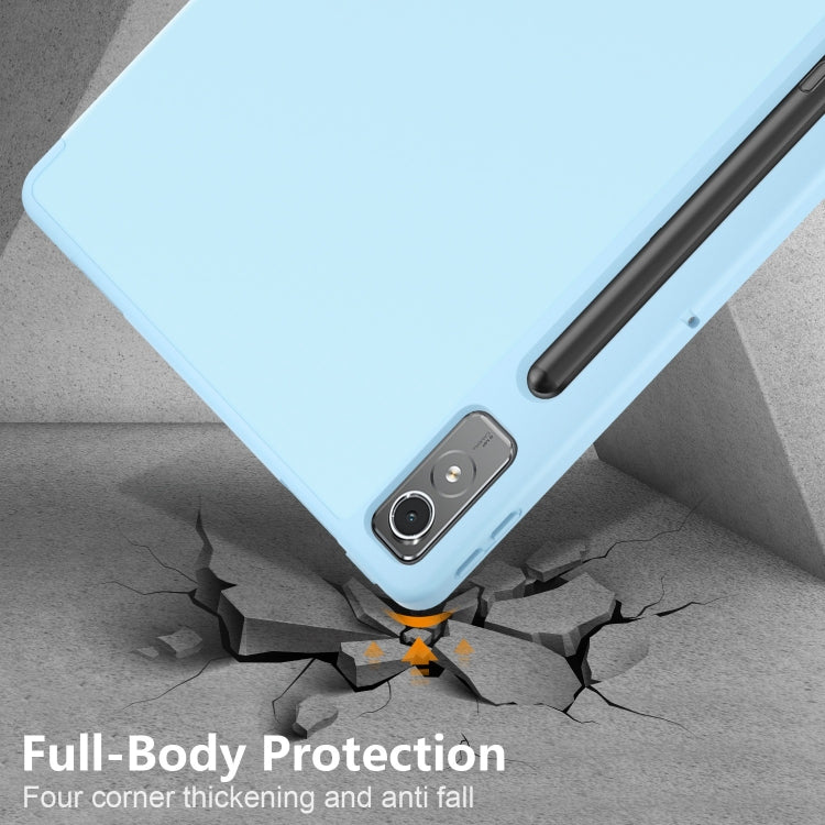 For Lenovo Tab P12 12.7 /P12 Pro 2nd Gen 3-folding TPU Smart Leather Tablet Case(Sky Blue) - Lenovo by PMC TechLife | Online Shopping South Africa | PMC TechLife | Buy Now Pay Later Mobicred