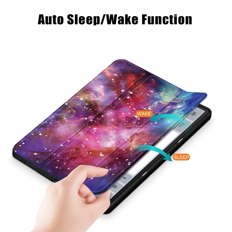 For Lenovo Tab P12 12.7 /P12 Pro 2nd Gen 3-folding Painted TPU Smart Leather Tablet Case(Milky Way) - Lenovo by PMC TechLife | Online Shopping South Africa | PMC TechLife | Buy Now Pay Later Mobicred