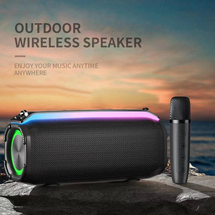 New RiXing NR8809 20W Outdoor Portable TWS Smart Wireless Bluetooth Speaker, Style:Single Mic(Black) - free shipping - PMC Jewellery - Order now!