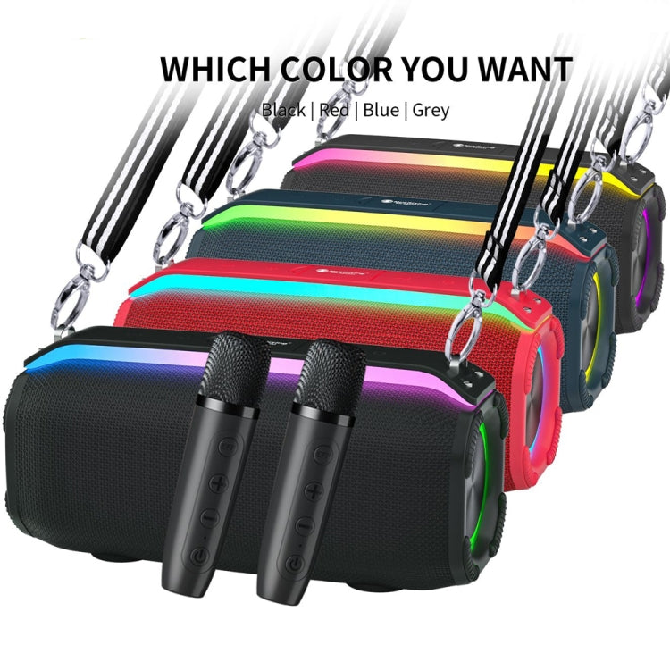 New RiXing NR8809 20W Outdoor Portable TWS Smart Wireless Bluetooth Speaker, Style:Dual Mic(Grey) - free shipping - PMC Jewellery - Order now!