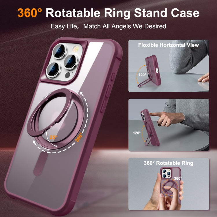 For iPhone 15 Pro MagSafe Magnetic Rotating Holder Phone Case(Wine Red) - iPhone 15 Pro Cases by PMC TechLife | Online Shopping South Africa | PMC TechLife