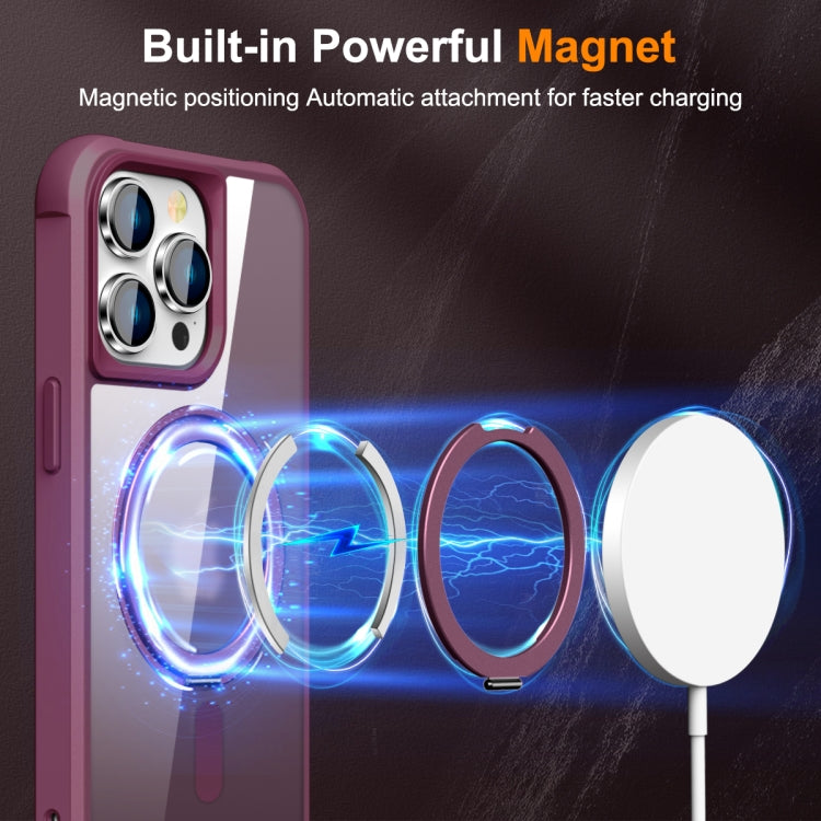 For iPhone 15 Pro MagSafe Magnetic Rotating Holder Phone Case(Wine Red) - iPhone 15 Pro Cases by PMC TechLife | Online Shopping South Africa | PMC TechLife