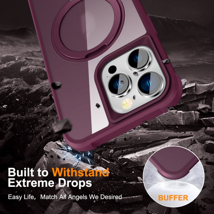 For iPhone 15 Pro MagSafe Magnetic Rotating Holder Phone Case(Wine Red) - iPhone 15 Pro Cases by PMC TechLife | Online Shopping South Africa | PMC TechLife