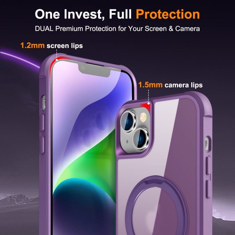 For iPhone 14 Plus MagSafe Magnetic Rotating Holder Phone Case(Purple) - iPhone 14 Plus Cases by PMC TechLife | Online Shopping South Africa | PMC TechLife