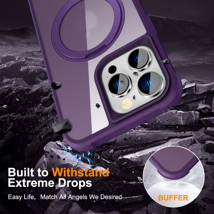 For iPhone 14 Pro MagSafe Magnetic Rotating Holder Phone Case(Purple) - iPhone 14 Pro Cases by PMC TechLife | Online Shopping South Africa | PMC TechLife