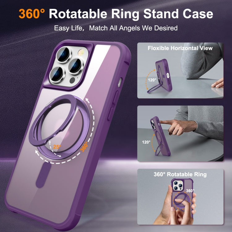 For iPhone 14 Pro Max MagSafe Magnetic Rotating Holder Phone Case(Purple) - iPhone 14 Pro Max Cases by PMC TechLife | Online Shopping South Africa | PMC TechLife