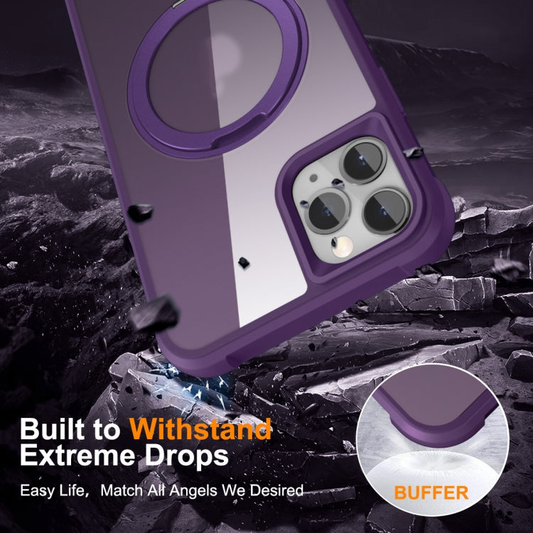 For iPhone 11 Pro Max MagSafe Magnetic Rotating Holder Phone Case(Purple) - iPhone 11 Pro Max Cases by PMC TechLife | Online Shopping South Africa | PMC TechLife