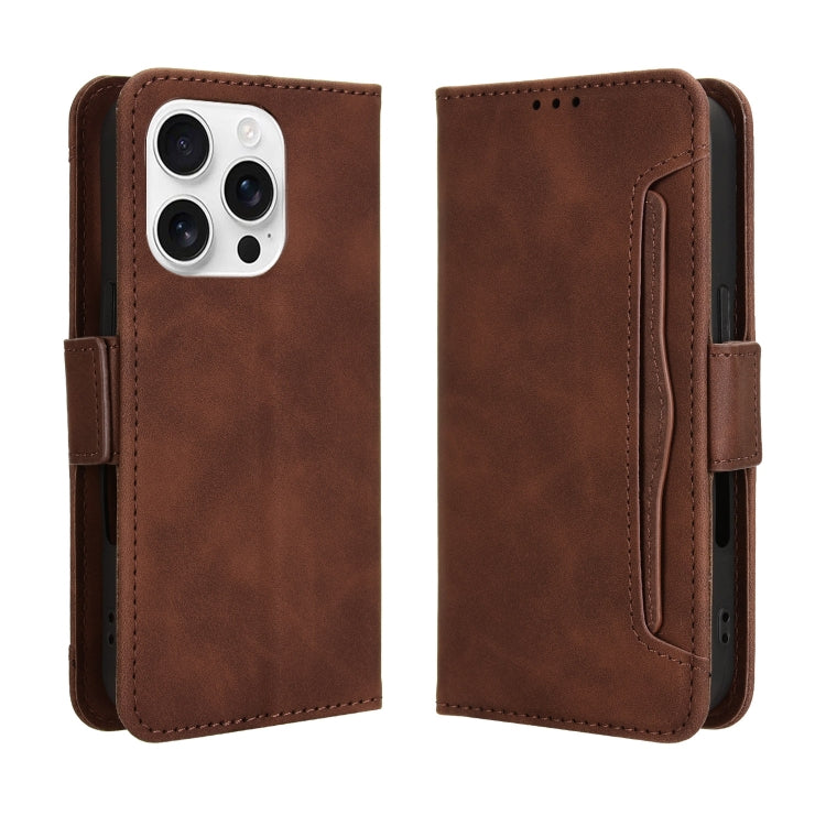 For iPhone 16 Pro Skin Feel Calf Texture Card Slots Leather Phone Case(Brown) - iPhone 16 Pro Cases by PMC TechLife | Online Shopping South Africa | PMC TechLife | Buy Now Pay Later Mobicred