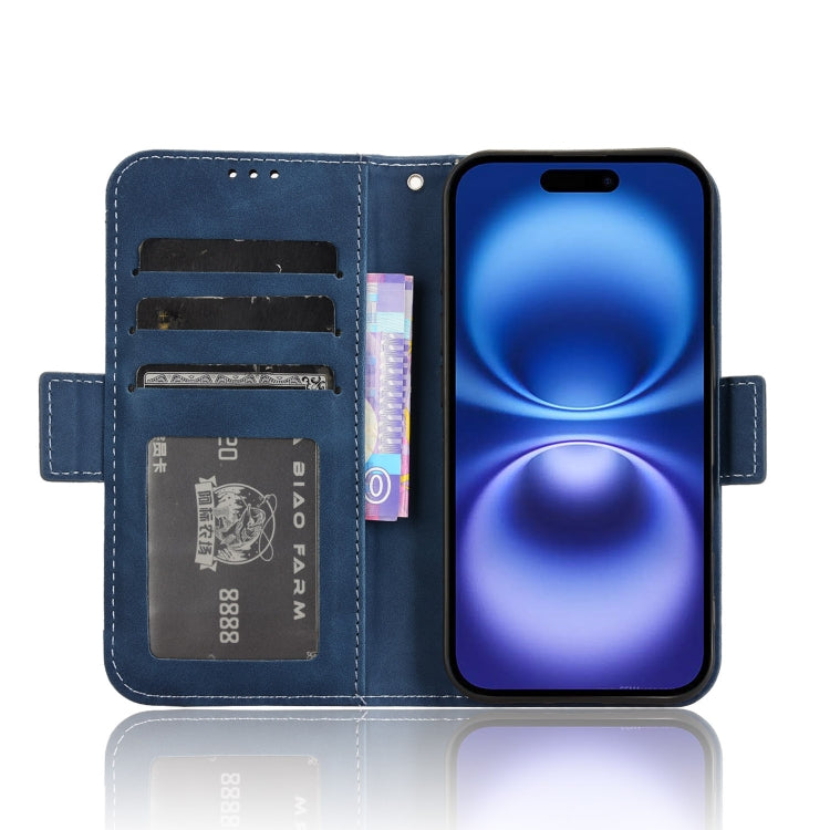 For iPhone 16 Plus Skin Feel Calf Texture Card Slots Leather Phone Case(Blue) - iPhone 16 Plus Cases by PMC TechLife | Online Shopping South Africa | PMC TechLife | Buy Now Pay Later Mobicred