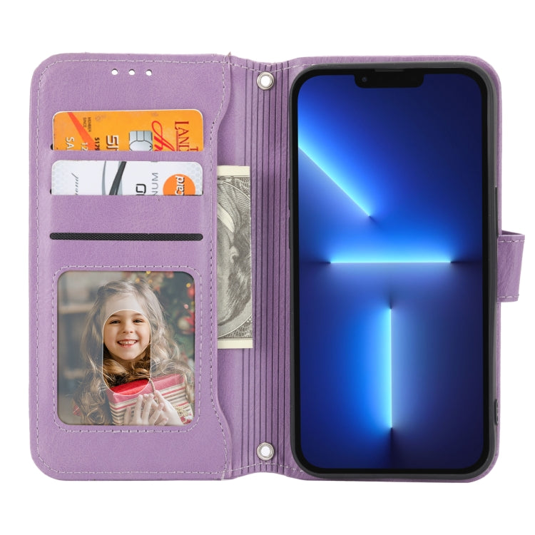 For iPhone 16 Pro Oil Skin Zipper Wallet Leather Phone Case(Purple) - iPhone 16 Pro Cases by PMC TechLife | Online Shopping South Africa | PMC TechLife | Buy Now Pay Later Mobicred