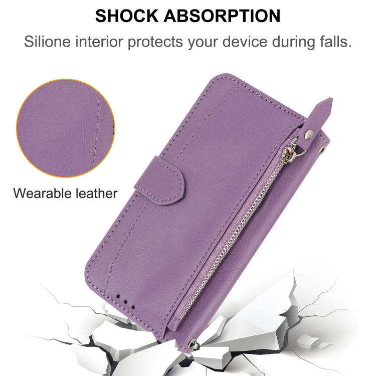 For iPhone 16 Pro Oil Skin Zipper Wallet Leather Phone Case(Purple) - iPhone 16 Pro Cases by PMC TechLife | Online Shopping South Africa | PMC TechLife | Buy Now Pay Later Mobicred