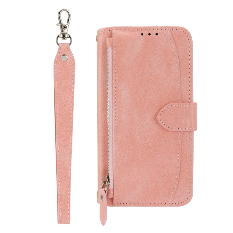 For iPhone 16e Oil Skin Zipper Wallet Leather Phone Case(Pink) - iPhone 16e Cases by PMC TechLife | Online Shopping South Africa | PMC TechLife | Buy Now Pay Later Mobicred