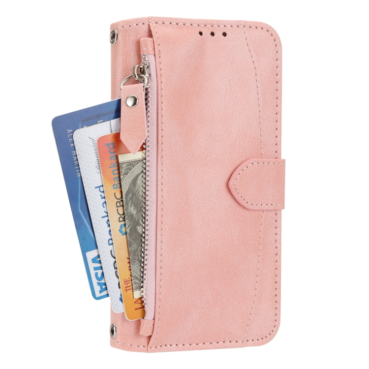 For iPhone 16e Oil Skin Zipper Wallet Leather Phone Case(Pink) - iPhone 16e Cases by PMC TechLife | Online Shopping South Africa | PMC TechLife | Buy Now Pay Later Mobicred