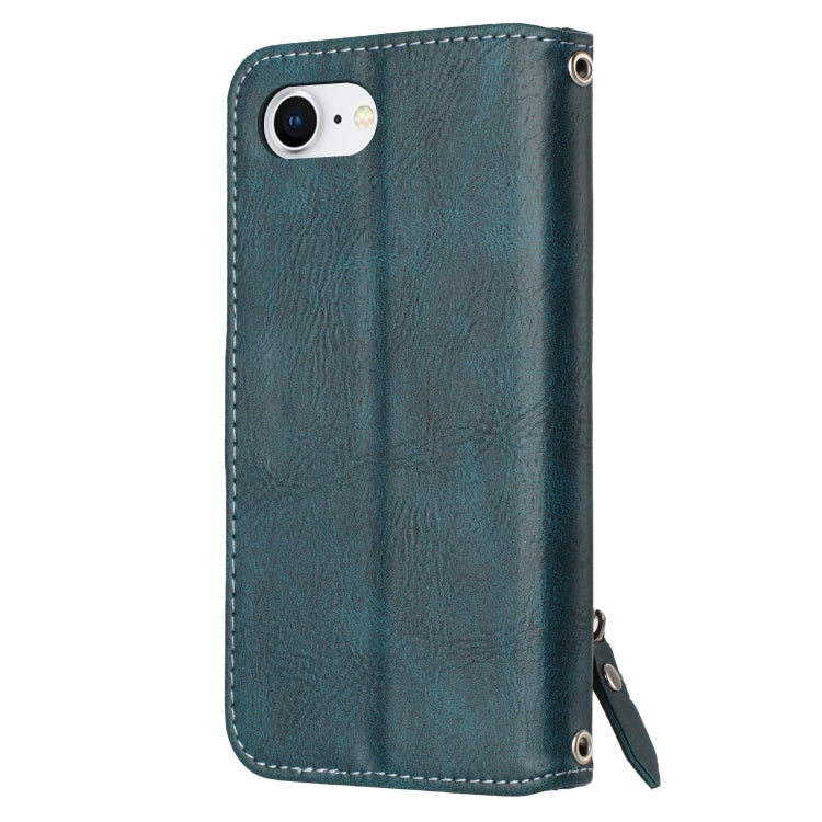 For iPhone 16e Oil Skin Zipper Wallet Leather Phone Case(Blue) - iPhone 16e Cases by PMC TechLife | Online Shopping South Africa | PMC TechLife | Buy Now Pay Later Mobicred