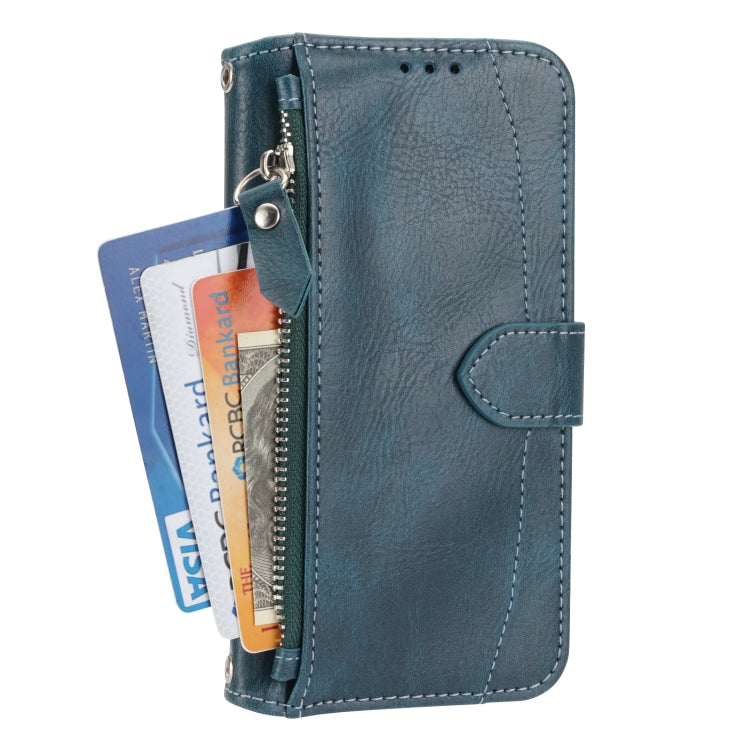 For iPhone 16e Oil Skin Zipper Wallet Leather Phone Case(Blue) - iPhone 16e Cases by PMC TechLife | Online Shopping South Africa | PMC TechLife | Buy Now Pay Later Mobicred