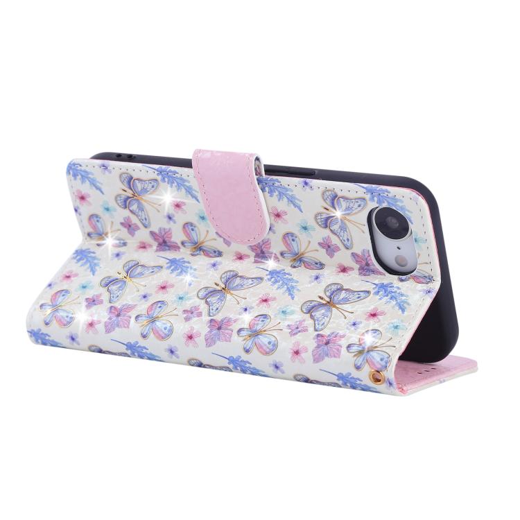 For iPhone 16e Bronzing Painting RFID Leather Case(Pansies) - iPhone 16e Cases by PMC TechLife | Online Shopping South Africa | PMC TechLife | Buy Now Pay Later Mobicred