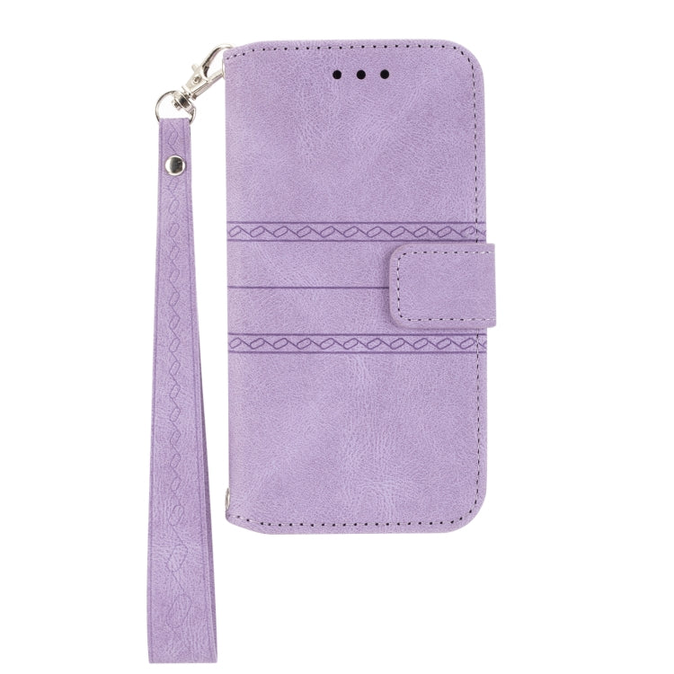 For iPhone 16 Pro Embossed Stripes Skin Feel Leather Phone Case(Light Purple) - free shipping - PMC TechLife - Order now!