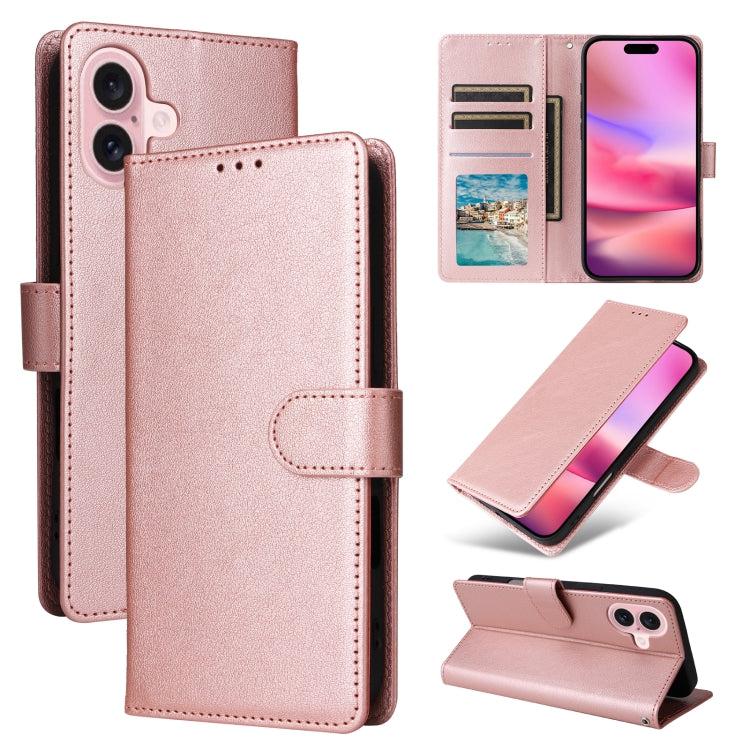 For iPhone 16 3-Card Slots Multifunctional Leather Phone Case(Rose Gold) - free shipping - PMC TechLife - Order now!