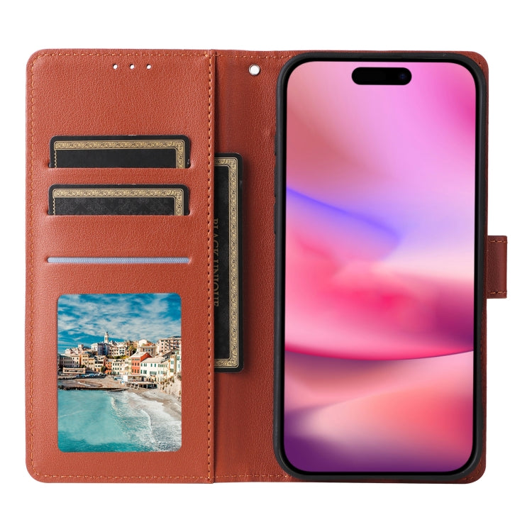 For iPhone 16 Plus Multifunctional Horizontal Flip Leather Phone Case with Three Card Slots(Brown) - iPhone 16 Plus Cases by PMC TechLife | Online Shopping South Africa | PMC TechLife | Buy Now Pay Later Mobicred