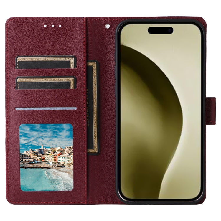 For iPhone 16 Pro Multifunctional Horizontal Flip Leather Phone Case with Three Card Slots(Wine Red) - iPhone 16 Pro Cases by PMC TechLife | Online Shopping South Africa | PMC TechLife | Buy Now Pay Later Mobicred